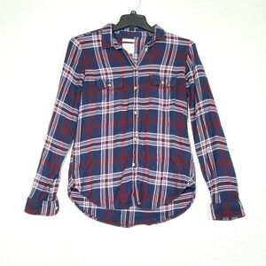 American Eagle Ahh Mazingly Soft Flannel Women's M Navy Blue Slim Fit Casual Top